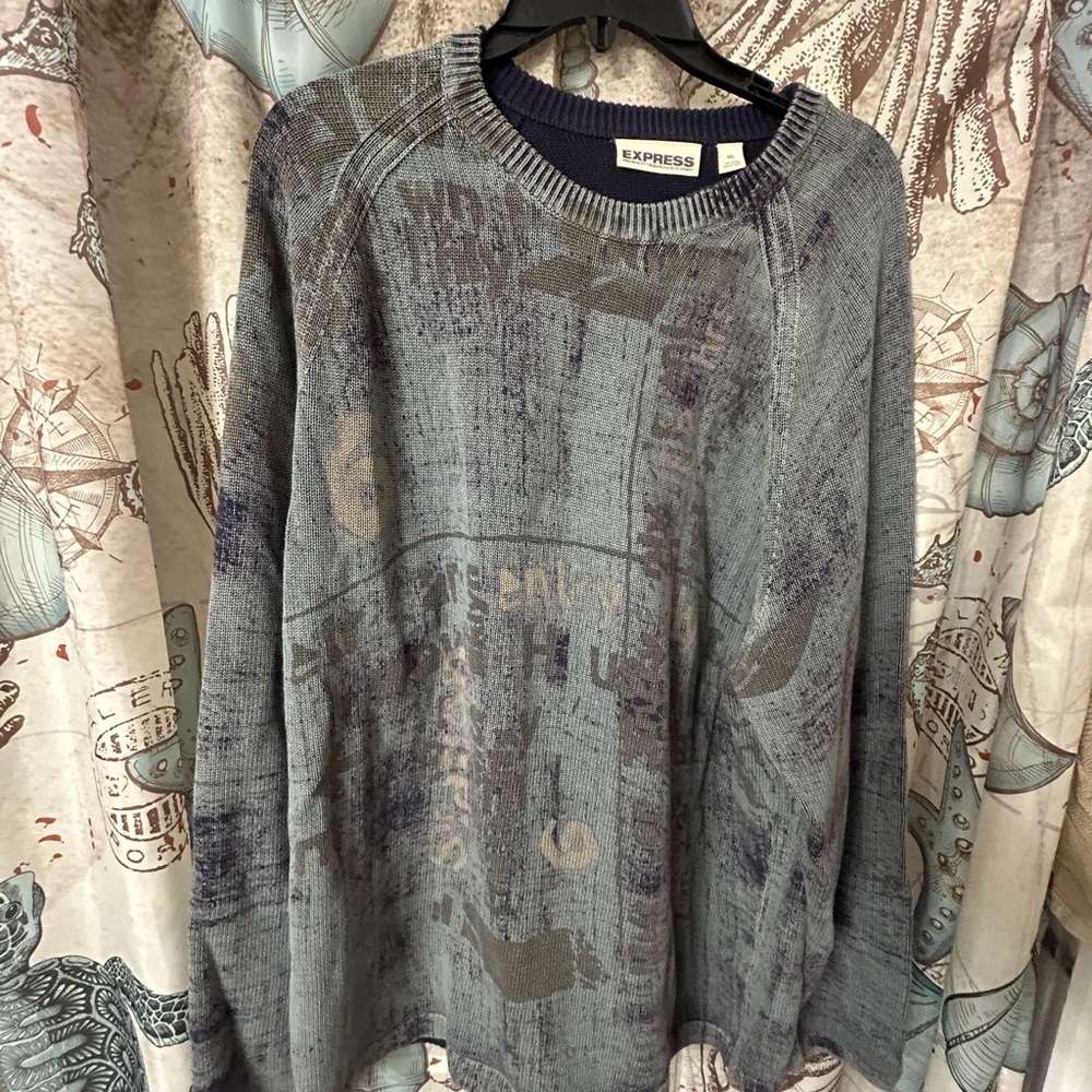 Express Men's Blue Sweater Mens 2XL